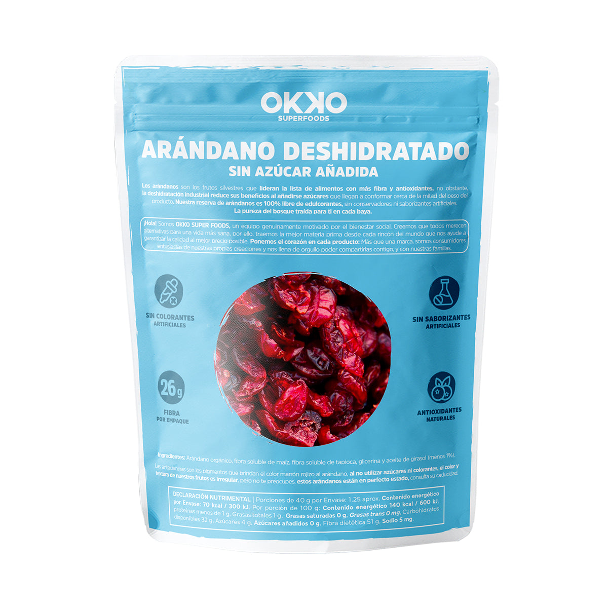 Arándano Deshidratado Orgánico Sin Azúcar (50g)