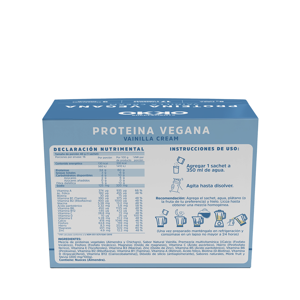 Proteína Vegana Vainilla 16 Sachets (42 g cada uno)