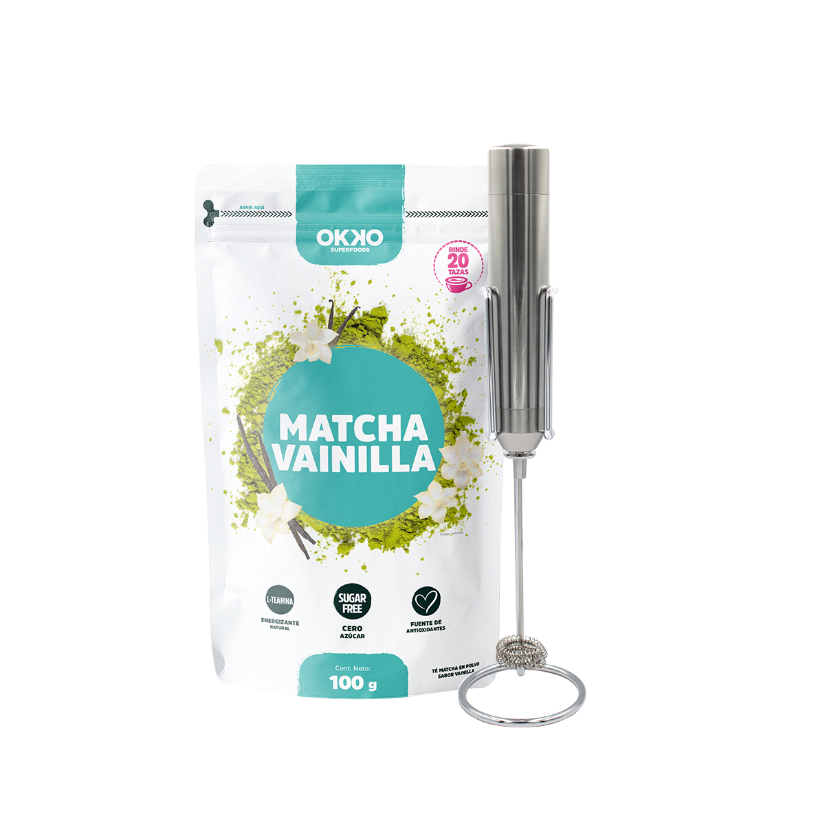Matcha Vainilla (100 g) + Agitador de Acero Inoxidable