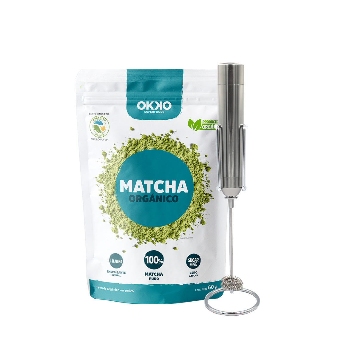 Matcha Orgánico (60 g) + Agitador de Acero Inoxidable